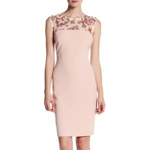 Marina Couture Sequined Yoke Party Dress Blush